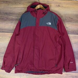 The North Face HyVent Hooded Jacket Mens L Red Gray